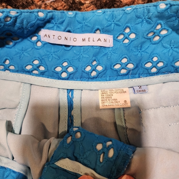 Antonio Melani Leyla Shorts Womens Deep Cerulean Blue Eyelet Lined Size 2 - Picture 5 of 7